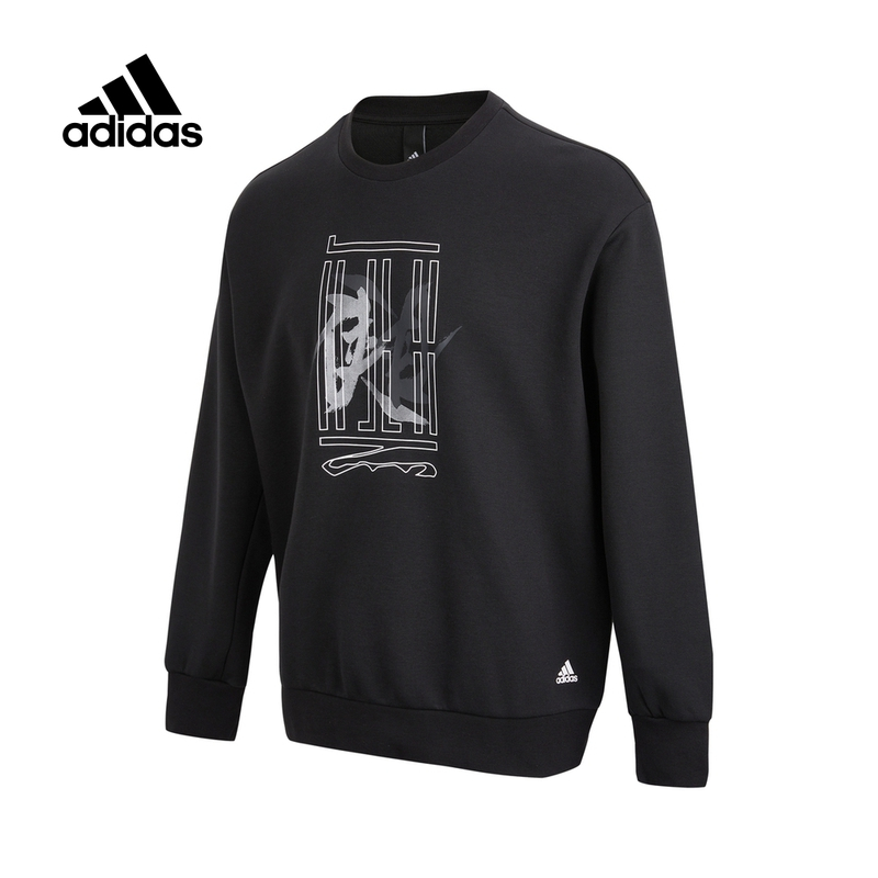 阿迪达斯 (adidas) 卫衣男装春新款WJ 武极运动时尚休闲舒适透气圆领套头衫 HE5156黑色
