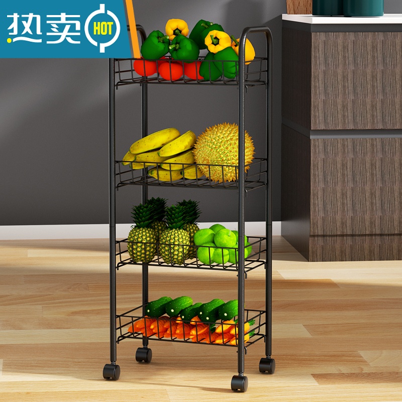 XIANCAI厨房置物架落地移动小推车卧室储物收纳器多层收纳书架零食宿舍高清大图