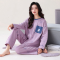 浪莎睡衣女纯棉春秋季长袖甜美加大码女士休闲家居服套装2025新款 175(XXL)建议140-160斤 DM3502