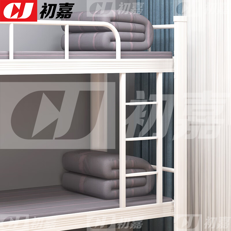 初嘉(CJ)钢制双层床员工宿舍上下铺学生公寓床双人床铁艺高低床型材床 双层床1000宽白