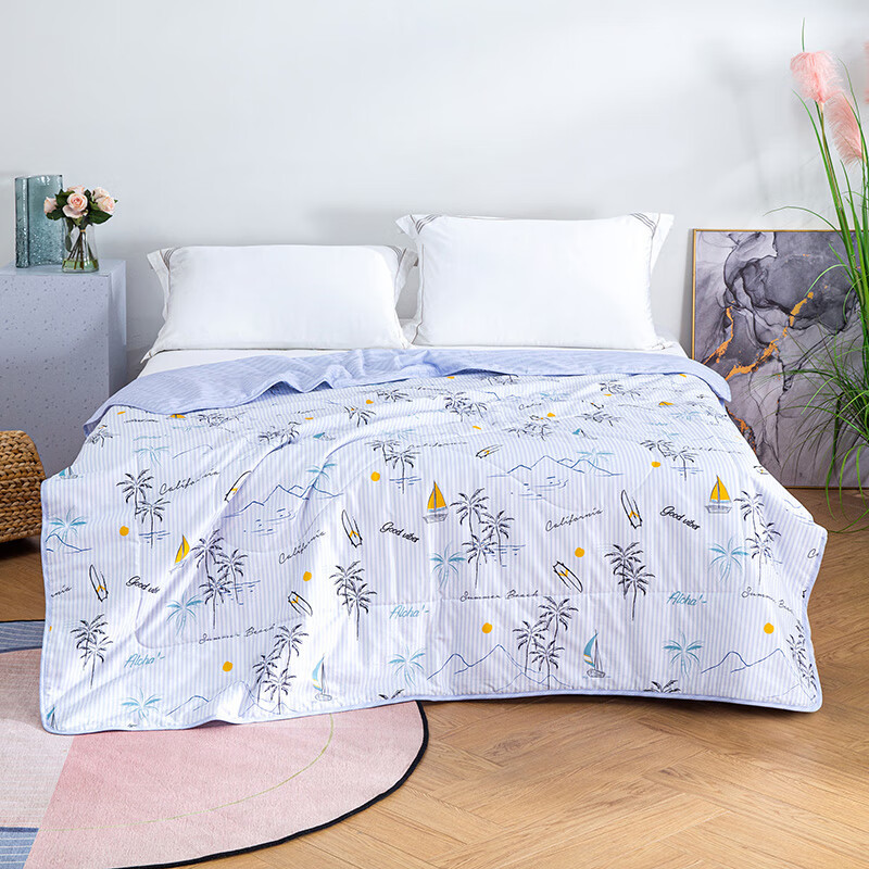 罗莱家纺假日之旅全棉夏被夏凉被空调被夏被夏天薄被子180x200cm视频