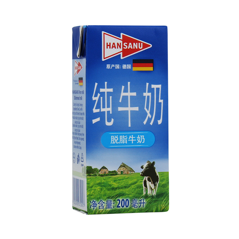 德悠脱脂牛奶200ml×12盒