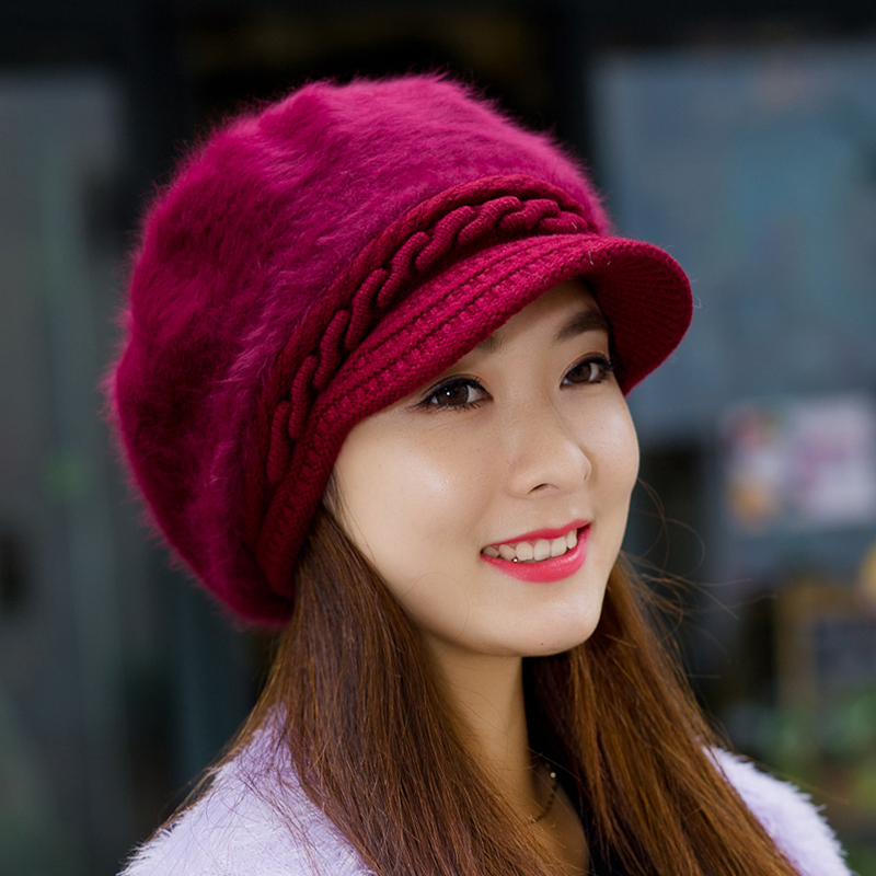 兔毛帽子女秋冬季时尚潮韩版女士新款可爱百搭保暖冬天针织毛线帽