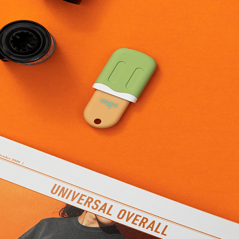 爱国者(aigo)U333雪糕推拉u盘 64GB 车载优盘手机电脑两用高速正品创意定制u盘 绿色