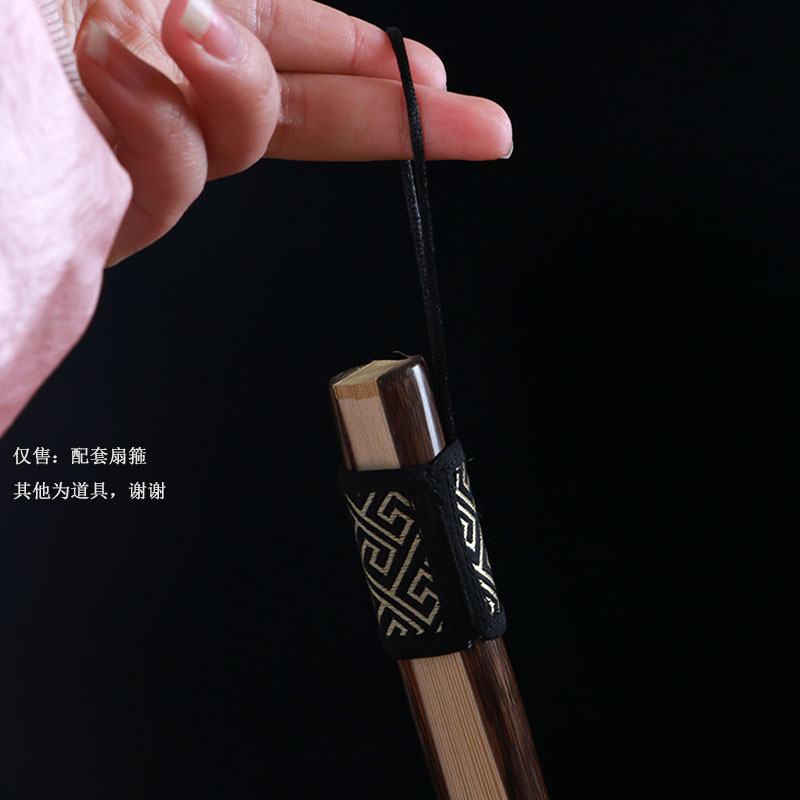 秦霄贤同款老秦95寸18方棕竹竹芯文玩扇子苏工扇面折扇随身中国风 三维工匠 扇箍[方便携带]高清大图