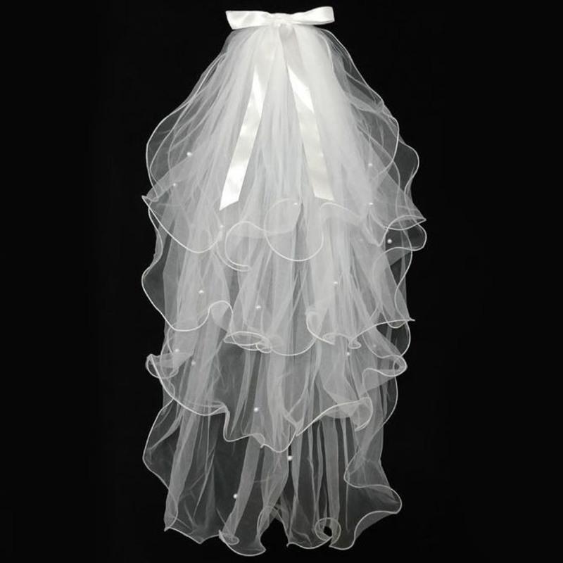 四层大蝴蝶结头纱韩版发饰女童公主白色蝴蝶结头花配饰儿童婚礼服花童