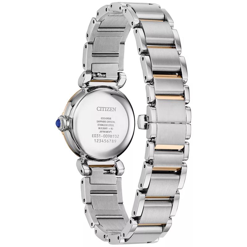 Citizen西铁城女款简约两色不锈钢链带腕表mm白色贝母表盘环保腕表高清大图