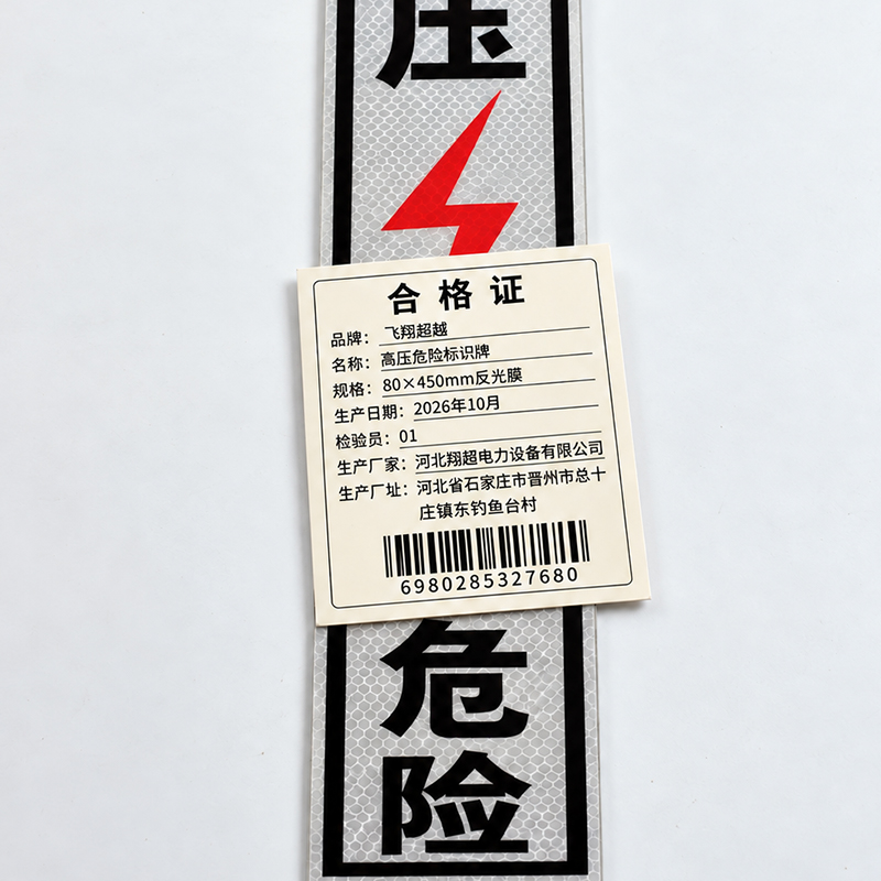 飞翔超越 高压危险标识牌 80*450mm反光膜 块高清大图