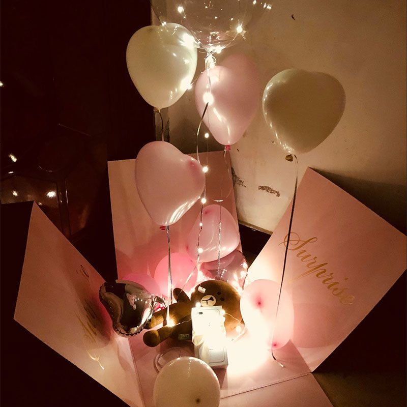 惊喜爆炸盒子气球求婚告白盒子送女友儿童节父亲节浪漫生日