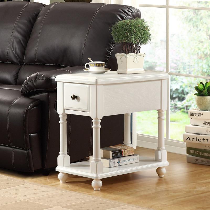 森美人美式实木沙发边几角几简约边柜茶几迷你小方桌客厅电话桌边桌家具 特大号白色（400*800*650）