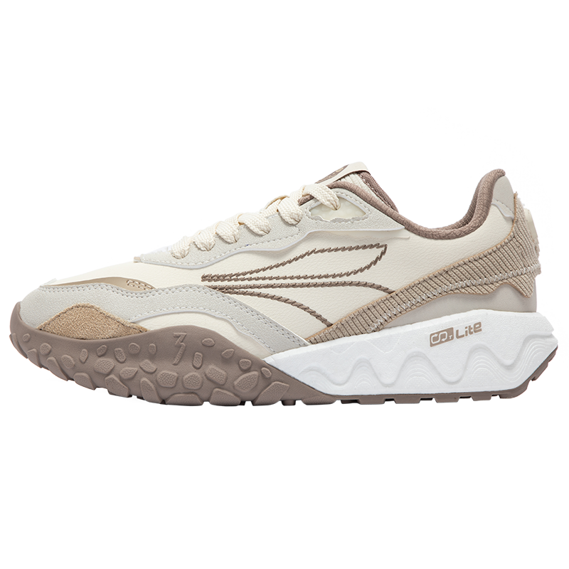 酥饼2.0丨361°女鞋运动鞋革面防泼水颗粒大底男休闲鞋 西米色/燕麦奶 37码