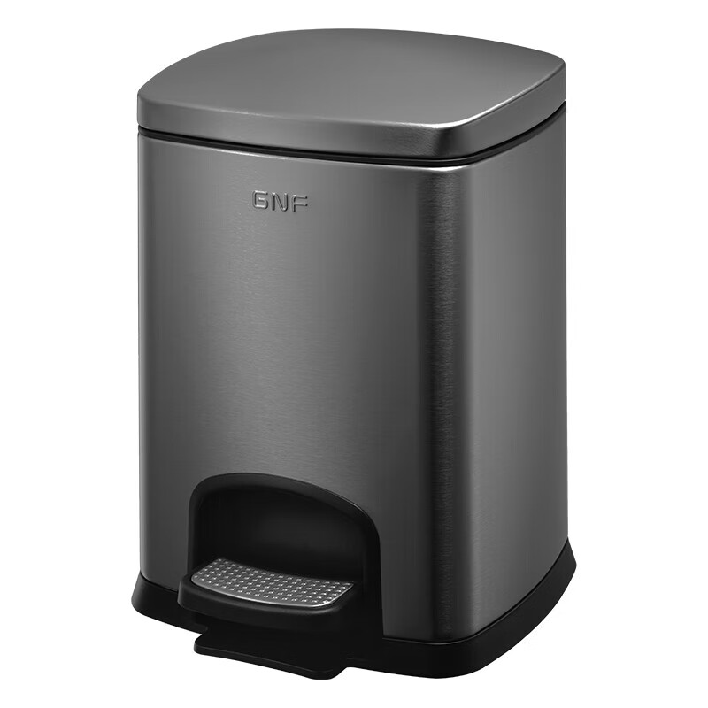 GNF垃圾桶12L不锈钢垃圾桶带盖脚踏式脚踩厨房客厅卧室卫生间家用内外双桶翻盖轻音缓降不沾指纹 方形桶高清大图
