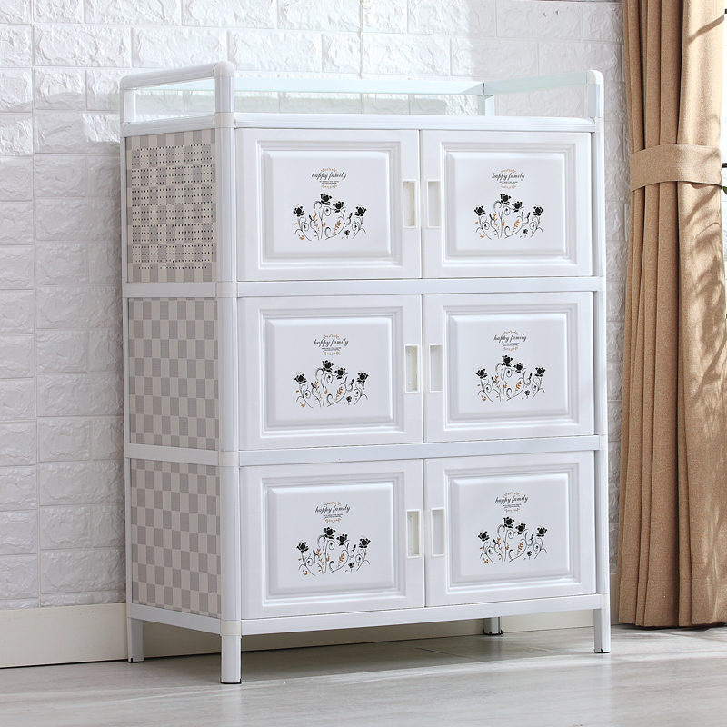 放碗柜家用厨房经济型厨房橱柜置物柜收纳柜餐边铝合金储物柜简易_26高清大图