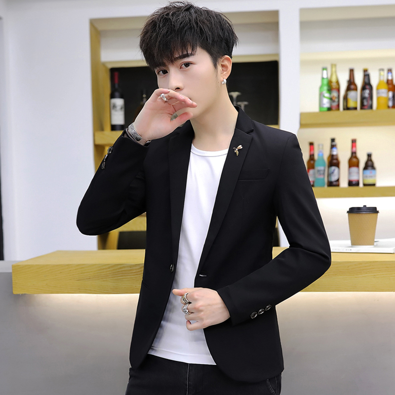 hlcoman春秋季男士小西装休闲韩版修身发型师帅气单件西服上衣服外套