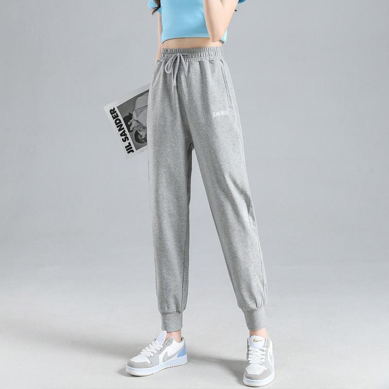 真维斯春季新款刺绣休闲女式运动裤舒适宽松显瘦休闲束脚卫裤子女