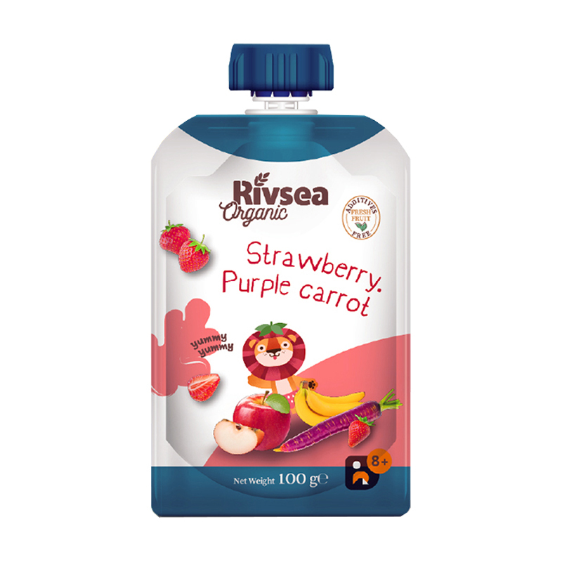 禾泱泱(Rivsea)原装进口草莓紫胡萝卜泥100g 宝宝辅食 果泥无添加糖盐