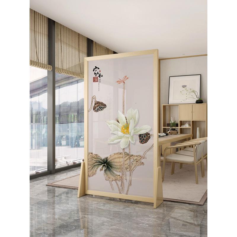 BONJEAN新中式屏风隔断客厅实木装饰卧室玄关荷花座屏禅意简约现代小户型高清大图