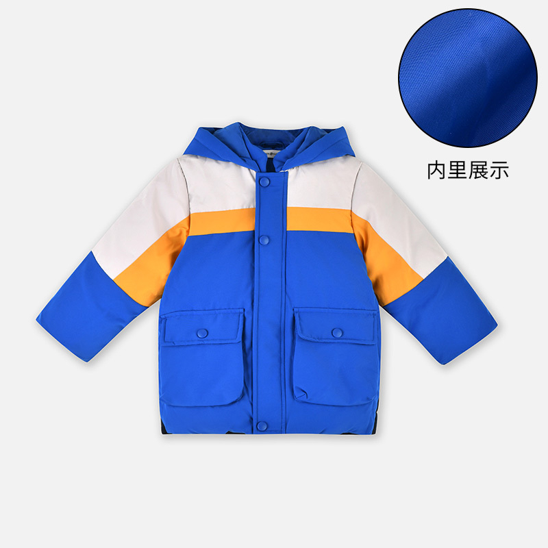 【1件3.5折】铅笔俱乐部秋冬新款男小童羽绒服儿童中长款保暖外套宝宝上衣 彩蓝 90cm