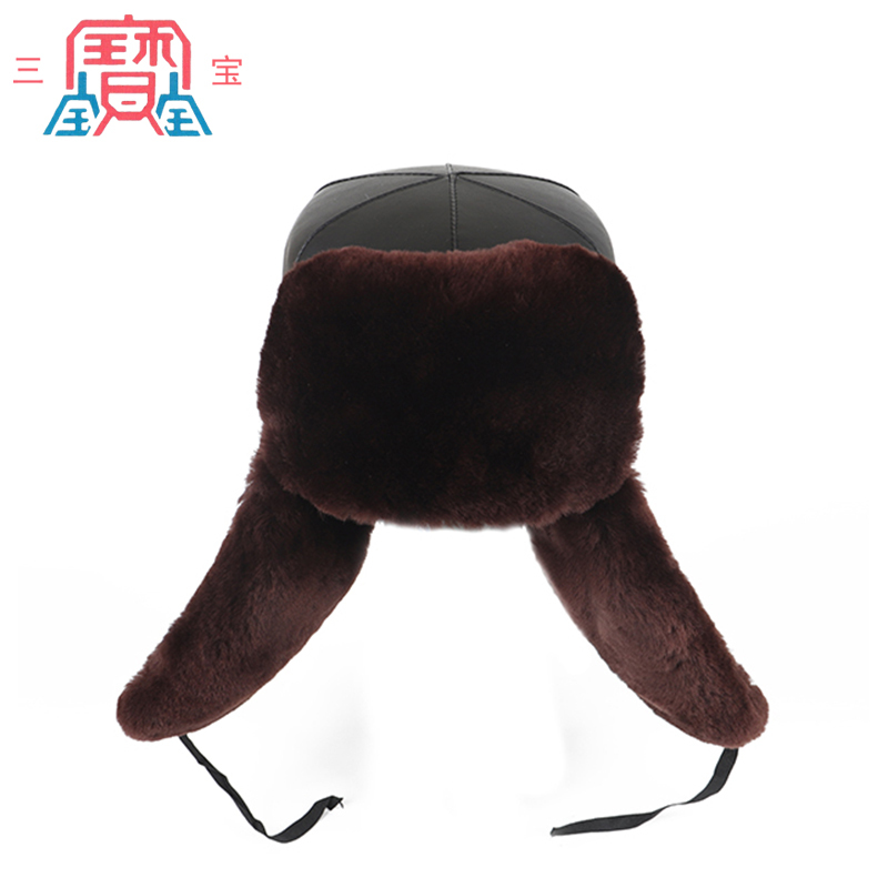 三宝布面仿羊剪绒安全帽防寒帽