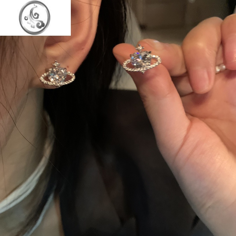 JiMi超精致!爱心锆石耳钉女银银耳饰网红2022年新款耳环气质名媛