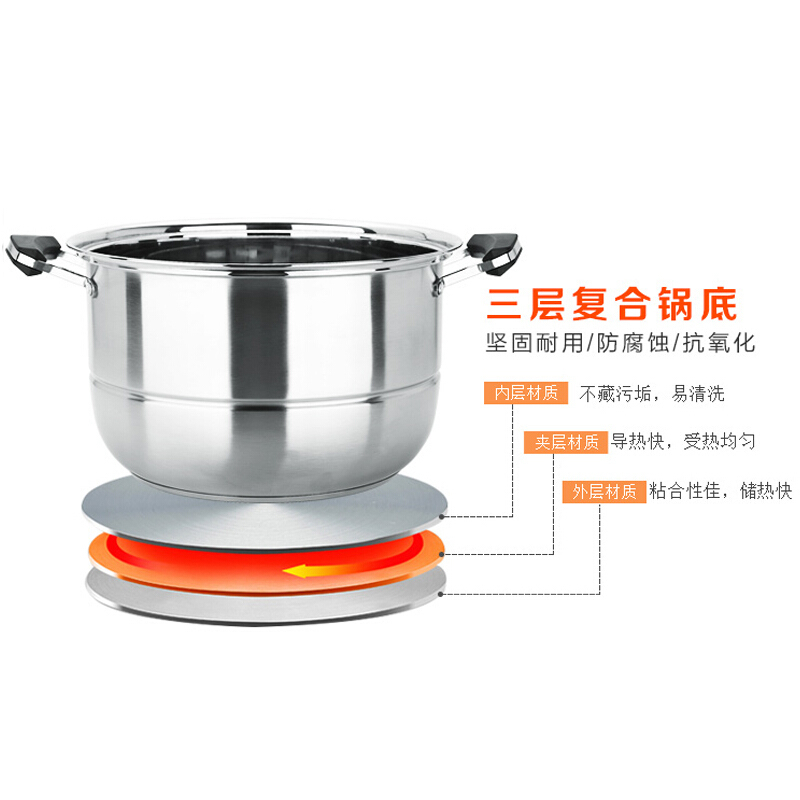 美厨(maxcook)二层蒸锅 不锈钢复底32厘米 雅厨系列 锅具MCGJ-YC032