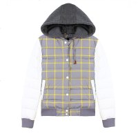 1折价78.9元唐狮冬装新款羽绒服女可脱卸帽拼接贴标韩版棒球衫式羽绒夹克