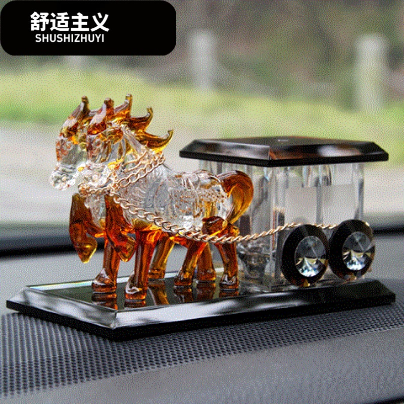 水晶马汽车香水座式车载车用香薰车饰车上车内摆件装饰品用品空瓶