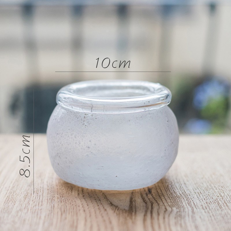 美帮汇手工艺术玻璃器皿花瓶花器装饰摆件磨砂雾面北欧日式禅意 大号高清大图
