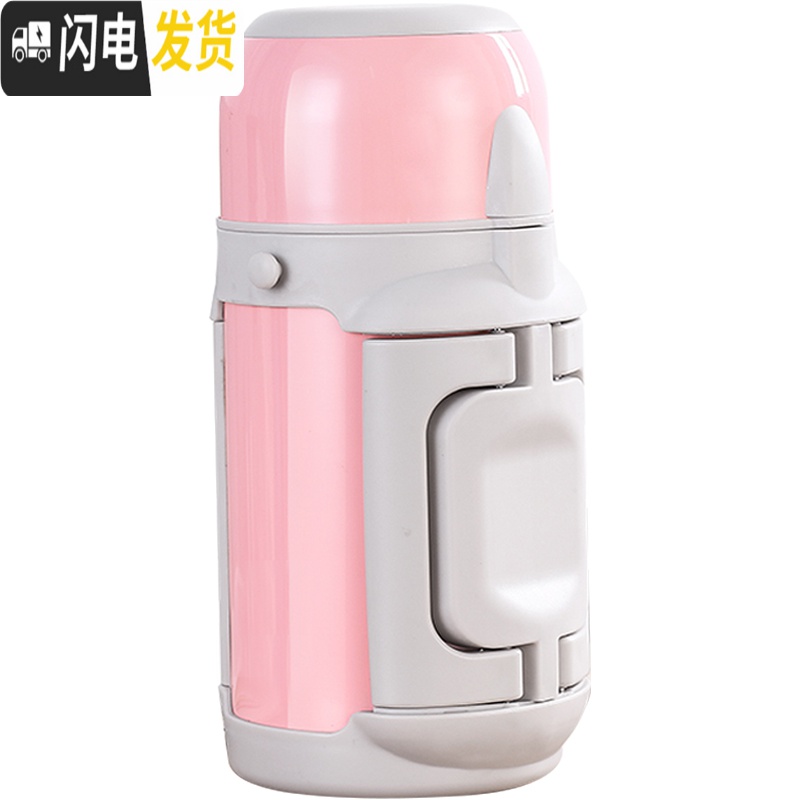 三维工匠保温瓶宝宝婴儿外出冲奶粉便携保温杯家用大容量1000户外水壶女 粉色+杯套高清大图