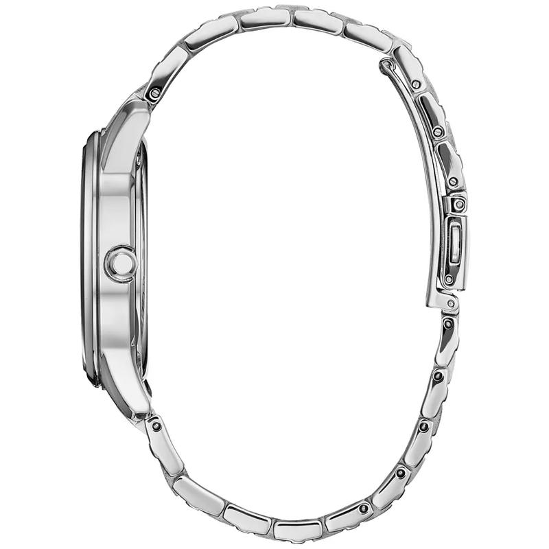 西铁城(CITIZEN)女士石英表三眼蓝盘防水不锈钢bracelet手表 eco-drive光能续航高清大图