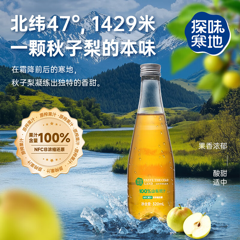 探味寒地100%山梨原汁NFC原果鲜榨320ml*6 纯天然无添加健康美味高清大图