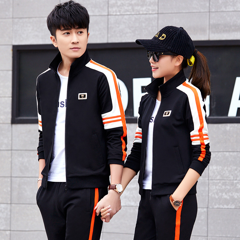 公牛欢腾2021新款运动套装男春秋青年跑步情侣运动服装