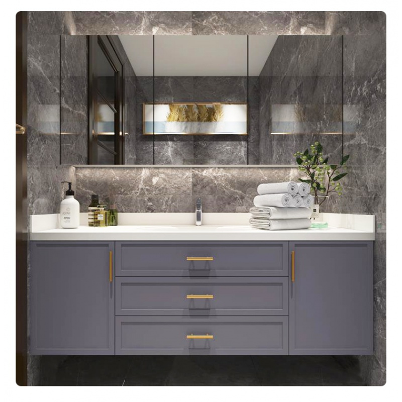 北欧双盆浴室柜闪电客组合大理石吊柜卫生间洗漱台柜定做现代简约卫浴