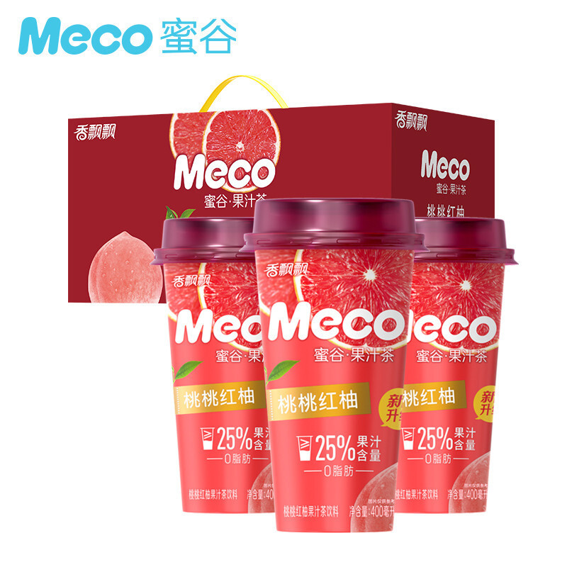 香飘飘蜜谷果汁茶 桃桃红柚口味400ml 15杯 25%果汁
