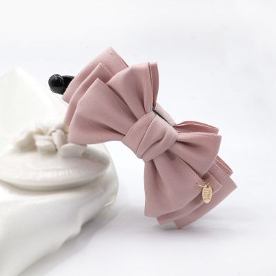 韩粉色竖夹 日韩香蕉夹马尾夹发夹防滑头饰竖夹气质蝴蝶结布艺成人配饰品女