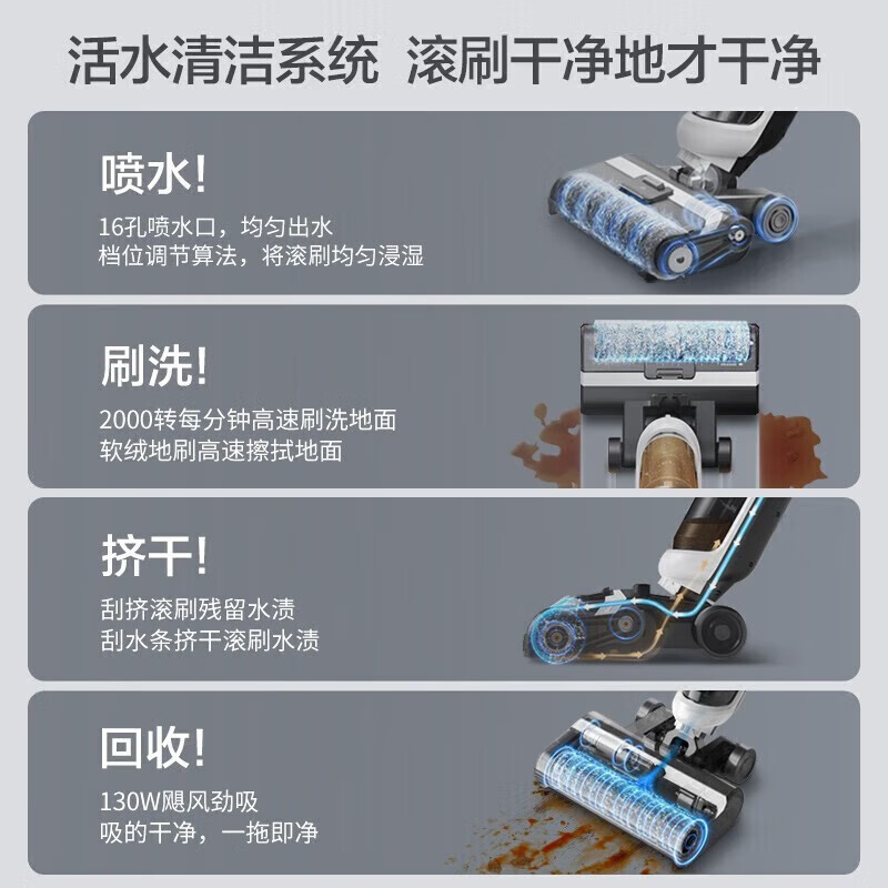 美的(Midea)洗地机G3无线家用洗拖吸一体机电动拖把家用手持吸尘器扫地机 自清洁