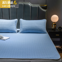 乳胶凉席三件套天丝空调软席子1.5冰丝1.8m床水洗夏季2.0米2.2三维工匠 0.9m床 天蓝