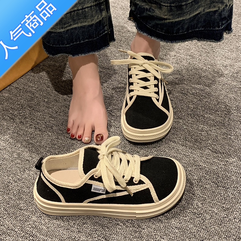 SUNTEK小香风女鞋ins潮鞋2023春季厚底帆布鞋女百搭小白鞋休闲板鞋高清大图