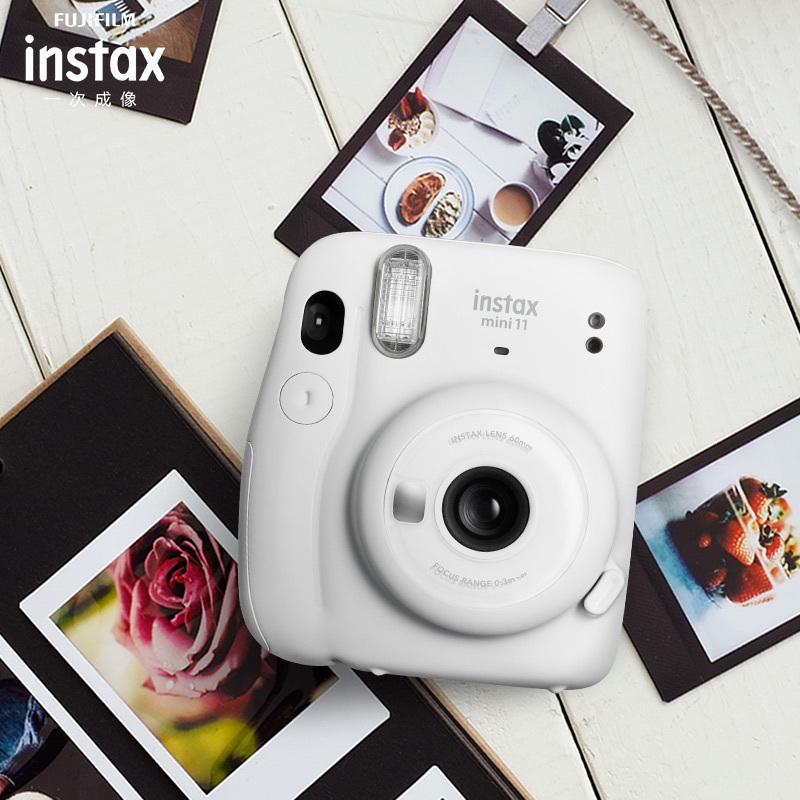 富士(FUJIFILM)INSTAX 一次成像 mini11冰晶白 胶片相机 mini9升级款 套餐四(含礼盒+相纸)