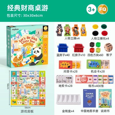 mideer弥鹿大富富翁桌游儿童版中国之旅桌面游戏棋牌亲子互动礼物02 财商启蒙-玩赚中国桌游（56x56cm）大面板;