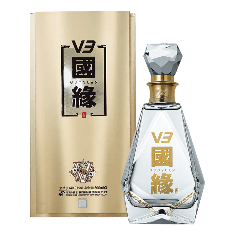 V3 國緣 500ml 40% 今世缘国缘V3 40.9度幽雅醇厚型白酒500ML单瓶【价格图片品牌报价