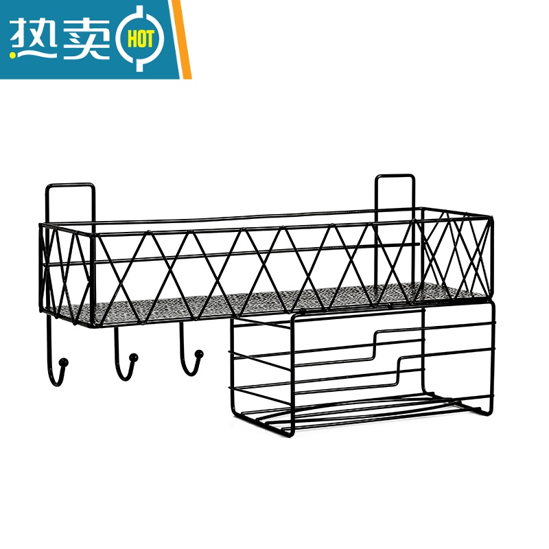 敬平洗脸巾置物架卫生间洗漱台浴室厕所洗手间墙上壁挂式免打孔收纳盒 黑色大号-长方形[可收纳洗脸巾、卸妆水等]浴室置物架高清大图