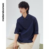 [1件5折价:115]美特斯邦威新基本套头牛仔衬衫男2022夏季时尚潮流上衣男