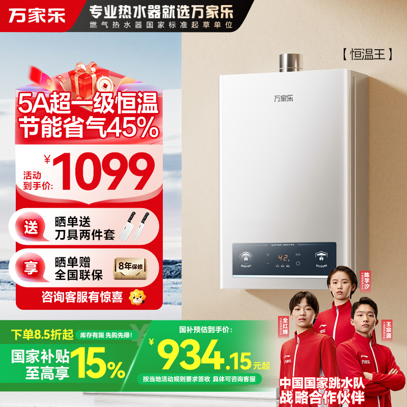 万家乐恒温王燃气热水器JSQ30-16P3(F)天然气5A超一级恒温家用16升洗澡静音一级节能省气防冻