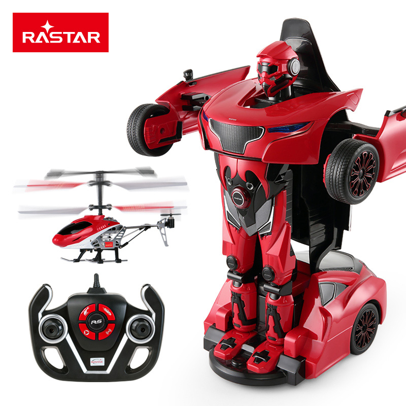 星辉(Rastar)RS战警陆空互动组合 遥控变形机器人+遥控飞机74700-14红色