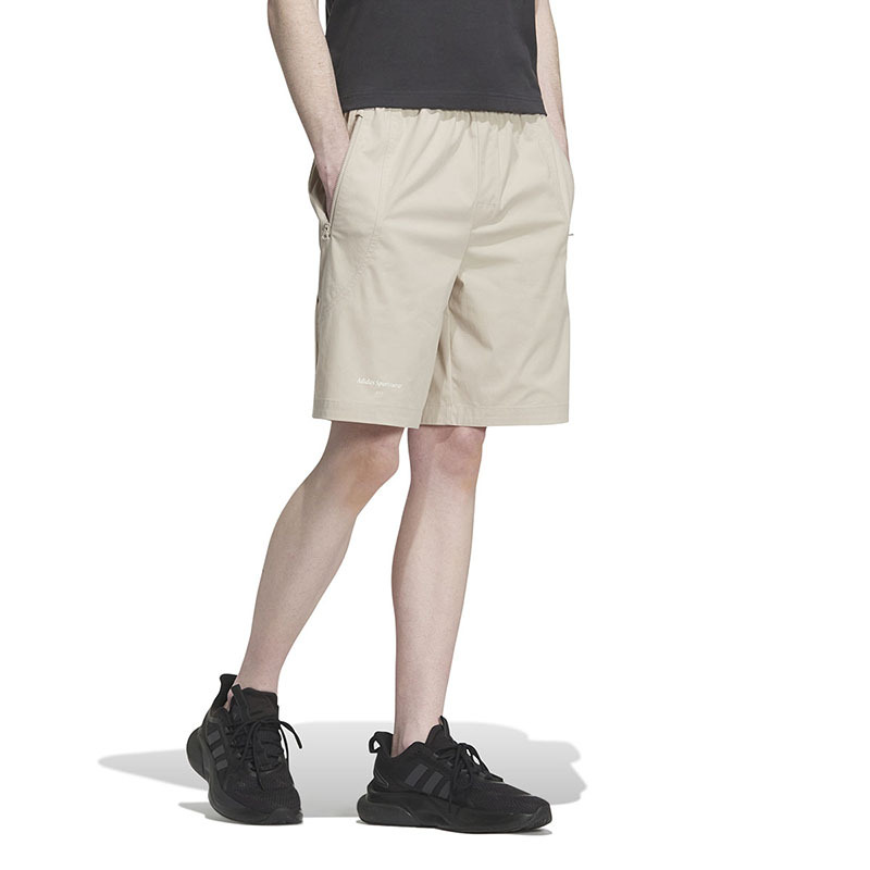 adidas Sportswear 纯色徽标Logo运动休闲短裤 男款 米色 IP4957