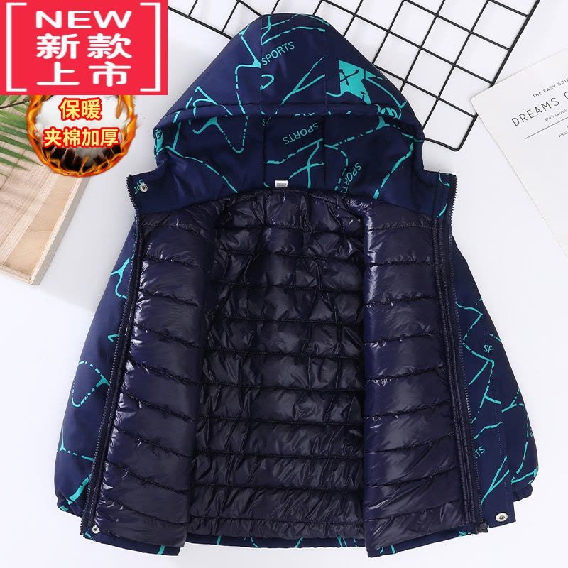 可莉允童装男童2022年冬装洋气中大童儿童加厚冲锋衣棉衣外套棉服时尚图片