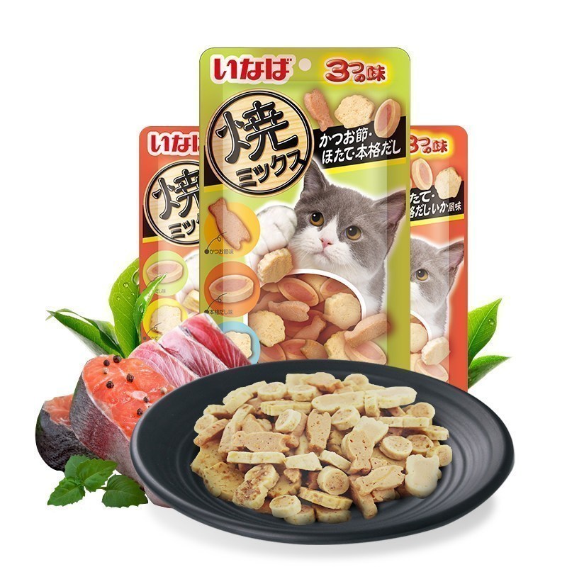 伊纳宝妙好猫零食烤鸡肉卷宠物猫咪磨牙零食冻干猫粮 金枪鱼扇贝味30g 8袋