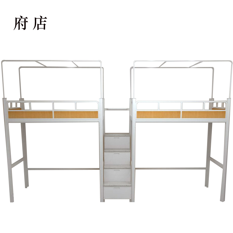 府店中上走梯铁床宿舍寝室二人位高架床4600*900*2100mmA款[工厂现做 七天内发货]