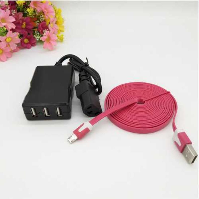 电瓶车手机充电器三轮车电动车给手机充电转换器5v2Ausb快速充 3口转换器(加3米安卓充电线)